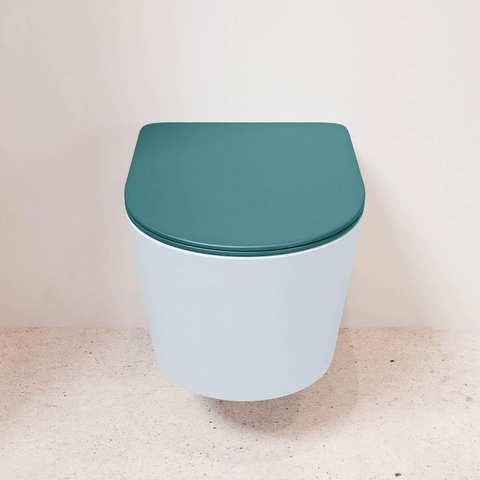 Mondiaz LAVIE WC suspendu – sans bride – 36 x 53 cm – avec abattant softclose – Clay (bleu clair/gris), abattant Smag (vert) SW1208711