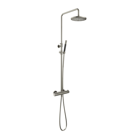 Hotbath Cobber X SDS9 ensemble de douche à effet pluie thermostatique avec douche de tête ronde 20 cm douchette barre nickel brossé SW440520