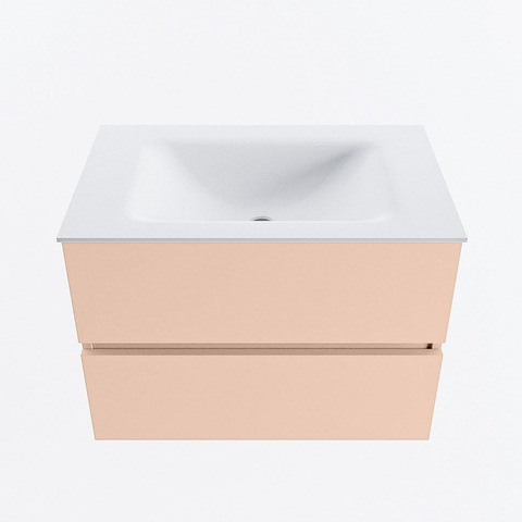MONDIAZ VICA Ensemble meuble de salle de bains - 70cm - meuble sous-vasque rosee - 2 tiroirs - vasque cloud au centre - sans trous de robinet - version haute 60cm - talc SW1083306