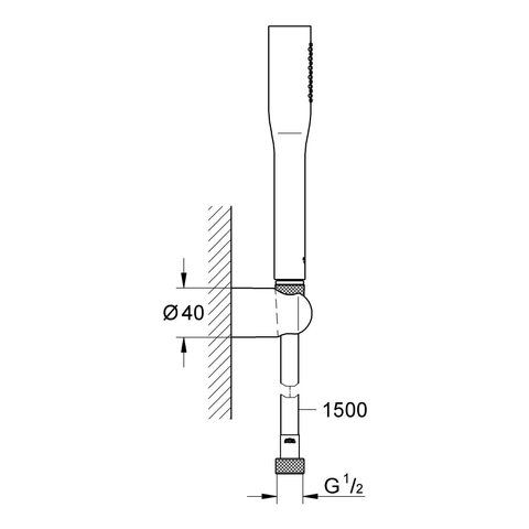 GROHE Vitalio Get Stick Set de douchette à main - 1 jet - barre - avec support - flexible lisse - 150cm - chrome 4357681