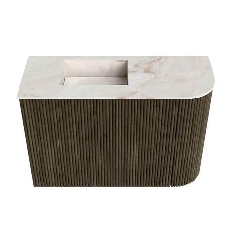 Mondiaz JOYA-DLUX Meuble de toilette 61,6cm - arrondi droit couleur Shadow - Vasque FAYE position Gauche Sans trou de robinet couleur Frappe. SW1422751