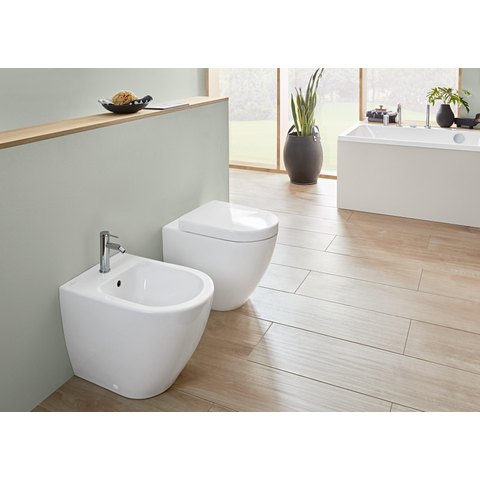 Villeroy & Boch Subway 2.0 staand bidet - 37x56cm - 3 kraangaten middelste open - met overloop - White Alpine (glans wit) 1025182