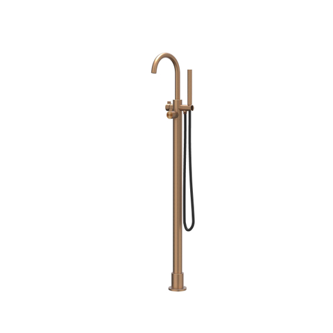 IVY Tribe Mitigeur de bain autoportant - bec pivotant - 150cm - flexible de douche - douchette barre - RVS316 - cuivre brossé mat PVD SW1031227