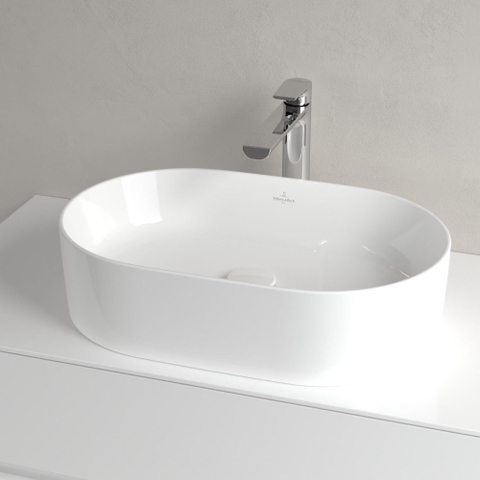 Villeroy & Boch Collaro opzetwastafel ovaal - 56x36cm - zonder overloop - zonder kraangat - White Alpine (glans wit) SW336040