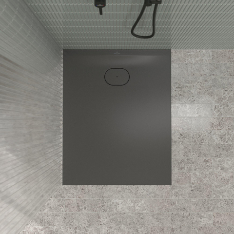 Villeroy & Boch Ecora douchebak - 100x80x3.5cm - afvoer korte zijde - anthracite (antraciet) SW1558894