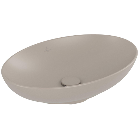 Villeroy & Boch Loop & Friends opzetwastafel - 56x38cm - zonder kraangat - met overloop CeramicPlus - mat almond (beige) SW644146