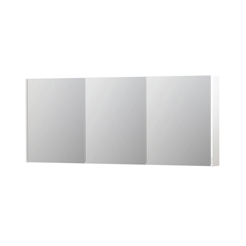 INK SPK2 Spiegelkast - 180x14x74cm - 3 deuren - dubbelzijdige Spiegel - schakelaar en stopcontact - MDF lak wit hoogglans SW439886