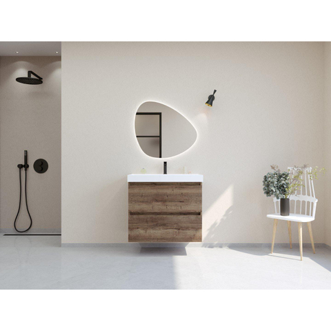 H&R Badmeubelen Infinity XXL 3D Badkamermeubelset - 80 cm - 1 keramische wasbak just wit - 1 kraangat - 2 lades - charleston SW863470