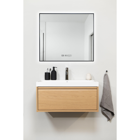 Eurom Sani 400 Mirror spiegel – 80x70 cm – indirecte LED rondom – infraroodverwarming 400 W – Zwart mat SW1225234