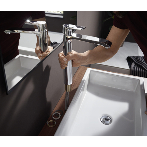 Hansgrohe Metris 1 greeps wastafelkraan - 260 met trekwaste - hoogglans chroom 0450908