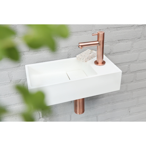Differnz Solid fonteinset – 36x18.5x9 cm – solid surface wit – rechte koperen kraan SW450890