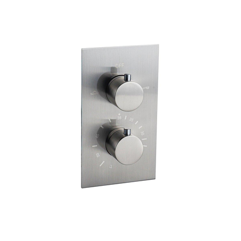 Fortifura Calvi Robinet de baignoire - bec 22cm à raccourcir - flexible - douchette stick - partie encastrable - support mural - Inox brossé SW1130181