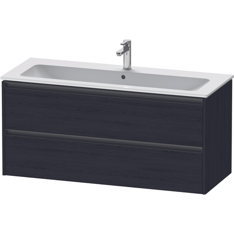Duravit Ketho.2 Wastafelonderbouwkast - met 2 laden - voor enkele wastafel - 121x48x55cm - met grepen antraciet - eiken zwart mat SW772868