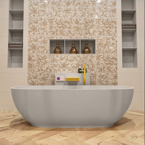MONDIAZ ROCK Baignoire autoportante - 170x70cm - lin mat (beige) SW491562