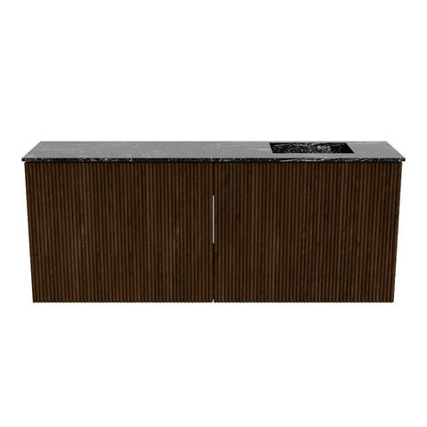 Mondiaz JOYA-DLUX 100cm meuble de salle de bains - couleur Walnut - Vasque FAYE position Droite Sans trou de robinet couleur Lava. SW1422450
