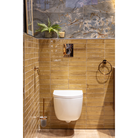 QeramiQ Dely Swirl hangtoilet – spoelrandloos – diepte 53 cm – met 35 mm softclose zitting – glans wit SW1026266