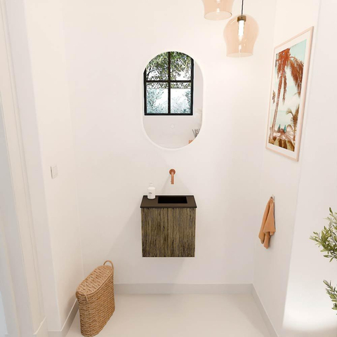 Mondiaz JOYA 40cm meuble de toilette - couleur Dusk - Vasque FAYE position Droite Sans trou de robinet couleur Urban. SW1421664
