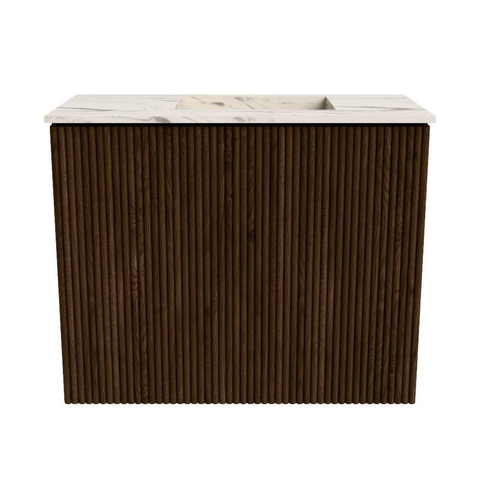 Mondiaz JOYA-DLUX Meuble de toilette 50cm - couleur Walnut - Vasque FAYE position Droite 1 trou de robinet couleur Nata. SW1424487