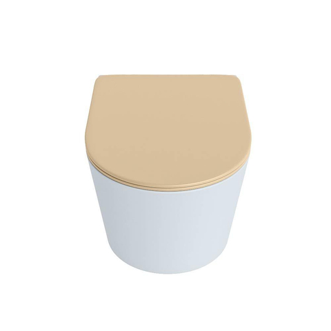 Mondiaz LAVIE hangtoilet – spoelrandloos – 36 x 53 cm – met softclose zitting – Clay (lichtblauw/grijs), zitting Sand (beige) SW1208767
