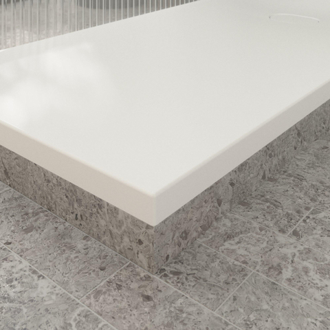 Villeroy & Boch Ecora douchebak - 160x80x4.5cm - afvoer korte zijde - stone white (wit) SW1558925