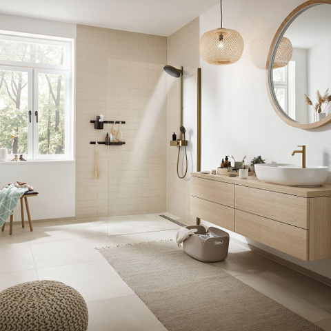 Hansgrohe Pulsify s Regendoucheset - thermostatisch - 26cm - hoofddouche - ronde 3 standen - handdouche - geborsteld brons SW917999