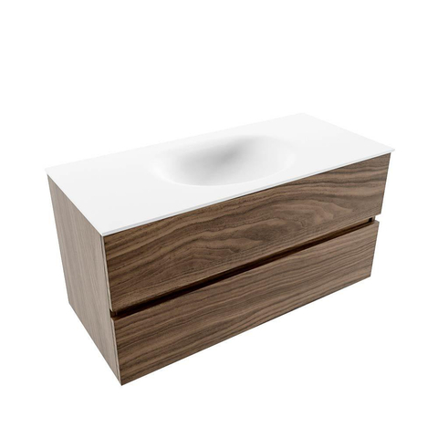 Mondiaz VICA Meuble de salle de bains 100cm sous-meuble Mocha 2 tiroirs. Lavabo MOON central 1 trou de robinet, couleur Talc. SW1197976