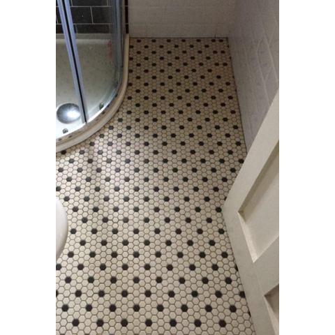 The Mosaic Factory London mozaïektegel - 26x30cm - 5mm - hexagon - R11 - mat wit + zwart (wit) SW258555