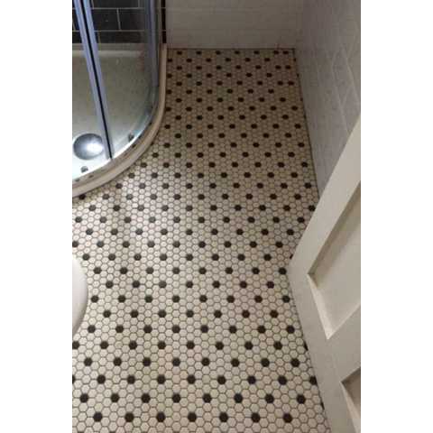 The Mosaic Factory London mozaïektegel - 26x30cm - wand en vloertegel - Zeshoek/Hexagon - Porselein White + Black Mat SW258555