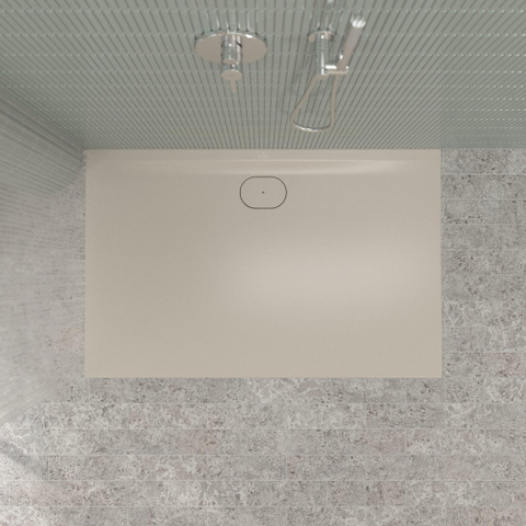 Villeroy & Boch Ecora douchebak - 140x90x3.5cm - afvoer lange zijde - almond (beige) SW1558957