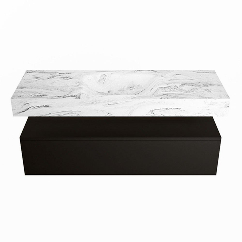 Mondiaz ALAN-DLUX Ensemble de meuble - 130cm - meuble Urban mat - 1 tiroir - Lavabo Cloud Glace suspendu - vasque Centre - 1 trou de robinet SW805332