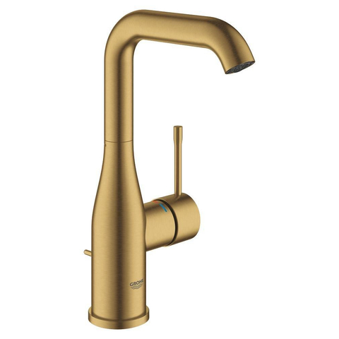 Grohe Essence New Wastafelkraan Opbouw - uitloop 12.7cm - L-size - hoge draaibare uitloop - waste - EcoJoy - brushed cool sunrise (goud) SW97503