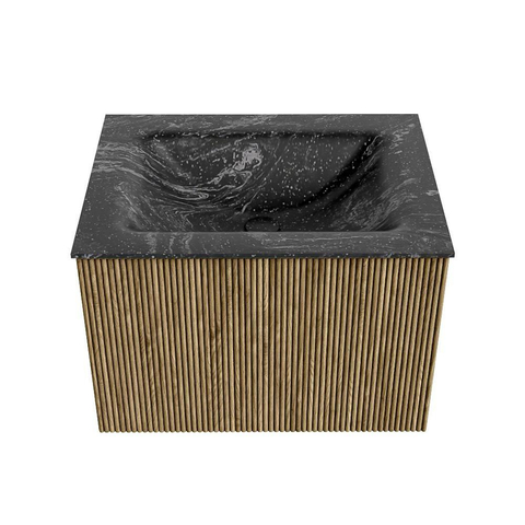 Mondiaz KURVE-DLUX Badkamermeubelset - 60x46x40cm - 1 lade - wastafel solid surface - midden - zonder kraangat - Dusk SW1415224