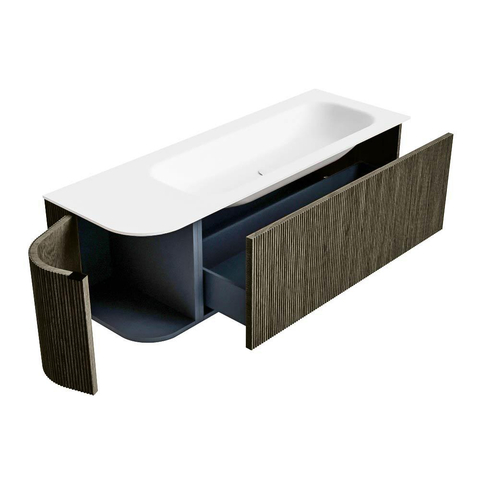 Mondiaz KURVE Badkamermeubelset - 135x46x40cm - 1 lade - 1 deur - wastafel solid surface - rechts - 1 kraangat - Shadow SW1414115
