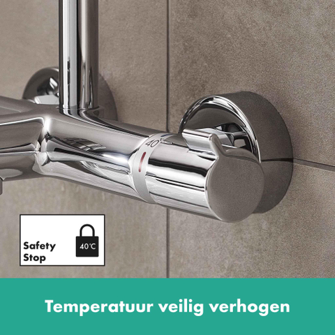 Hansgrohe Croma select s Showerpipe - 280 - 1jet - met bad - thermostaat - hoogglans chroom SW73191