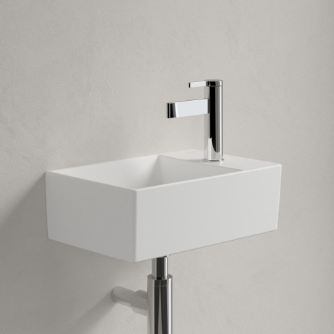 Villeroy & Boch memento 2.0 fontein - 40x26cm - 1 kraangat - zonder overloop - Stone White (mat wit) SW336069