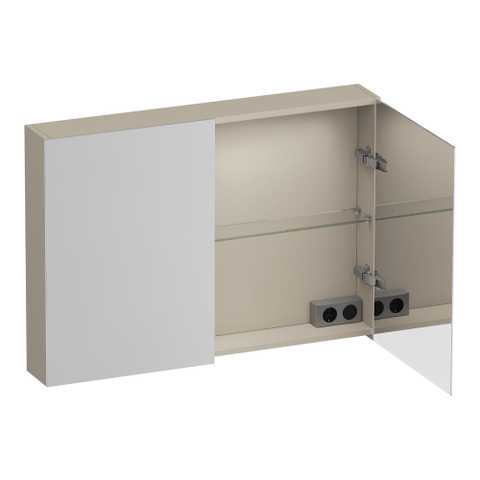 BRAUER Impress Deluxe armoire de toilette - 100x70x15cm - éclairage interne et externe - 2 portes miroirs recto verso - beige mat SW1198949