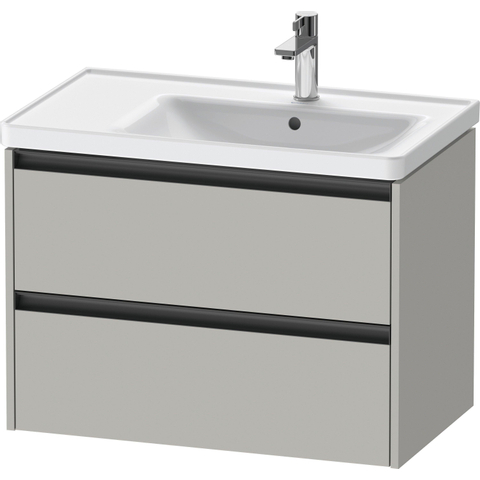 Duravit Ketho.2 Wastafelonderbouwkast - met 2 laden - voor waskom rechts - 78.4x45.5x54.9cm - met grepen antraciet - betongrijs mat SW771975