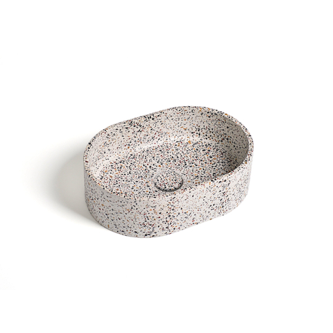 Ideavit Rock Vasque à poser 40x28x12cm Béton ovale Terrazzo SW568395