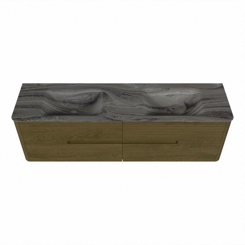 Mondiaz CIRO-DLUX Badkamermeubelset - 170x45x50cm - Solid surface wastafel Sombra - 2 wasbak Dubbel - 2 kraangaten - 4 lades - Dusk SW1533421