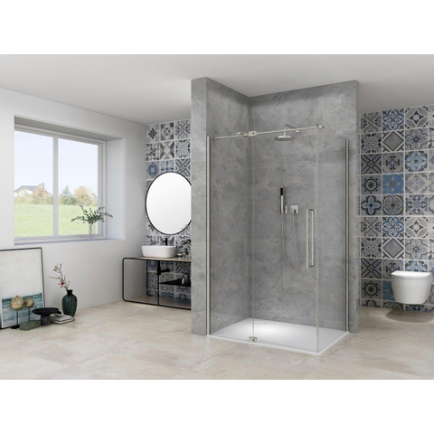 Van Rijn Products ST08 Paroi fixe - 110x200cm - verre transparent - épaisseur 8mm - profil mural - inox SW1030614