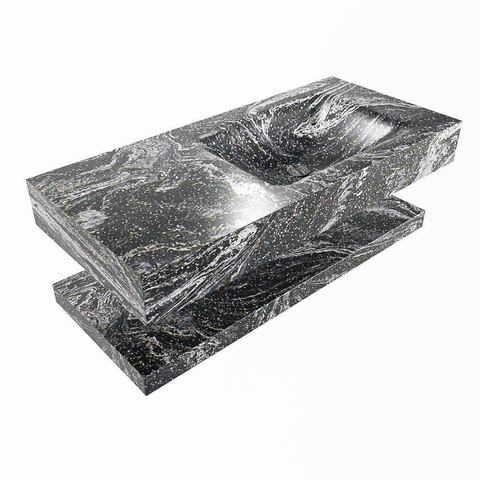 Mondiaz ALAN-DLUX Ensemble de meuble - 100cm - meuble Lava mat - 0 tiroirs - Lavabo Cloud Lava suspendu - vasque Droite - 0 trous de robinet SW809298