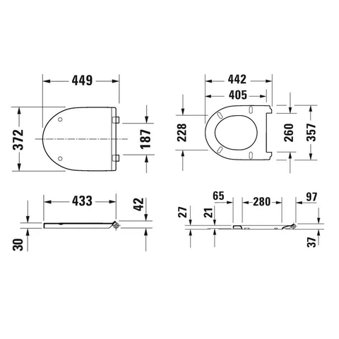 Duravit No.1 DuraStyle Basic WC-zitting - 37.3x43x4.3cm - met softclose - kunststof - wit glanzend SW54216
