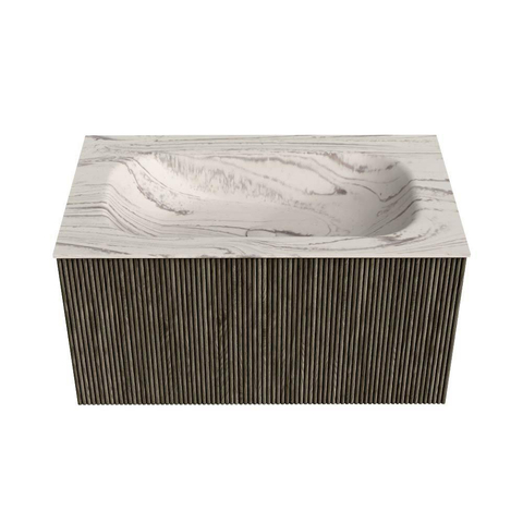 MONDIAZ KURVE-DLUX Meuble de salle de bains 80 cm couleur Shadow avec 1 tiroir et 0 portes. Lavabo BIG SMALL Centre 1 trou de robinet Nata. SW1432265