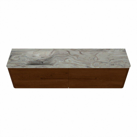 Mondiaz CIRO-DLUX Meuble de salle de bains - 190x45x50cm - plan-vasque solid surface Glace - 1 lavabo à gauche - sans trous de robinet - 4 tiroirs - Ruby SW1531556
