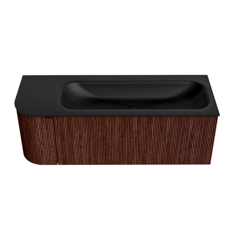 Mondiaz KURVE Ensemble de meuble de salle de bain - 125x46x40cm - 1 tiroir - 1 porte - lavabo solid surface - droit - 1 trou de robinet - Ruby SW1415433