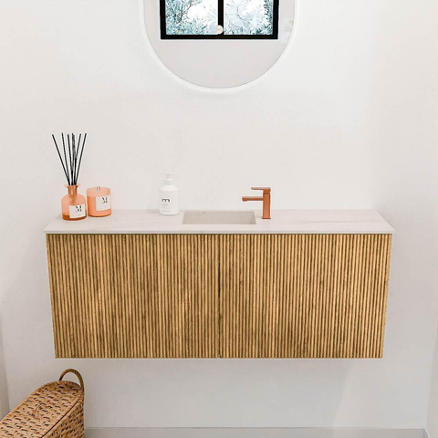 Mondiaz JOYA-DLUX 100cm meuble de salle de bains - couleur Oak - Vasque FAYE position Milieu 1 trou de robinet couleur Meli. SW1423963
