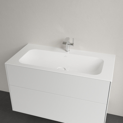 Villeroy & Boch finion meubelwastafel - 1 kraangat - 100x50cm CeramicPlus - zonder overloop - White Alpine (glans wit) SW106528