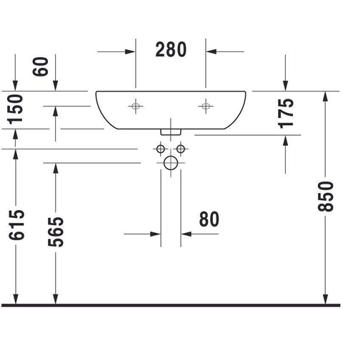 Duravit D-Code Med wastafel 60x46cm zonder kraangat zonder overloop wit OUTLETSTORE STORE40763
