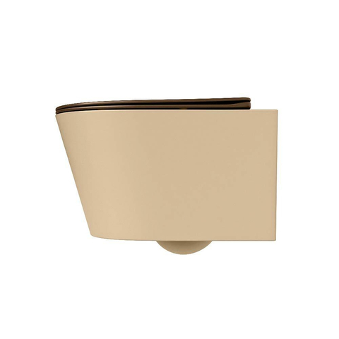 Mondiaz LAVIE hangtoilet – spoelrandloos – 36 x 53 cm – met softclose zitting – Sand (beige), zitting Rust (bruin) SW1208790