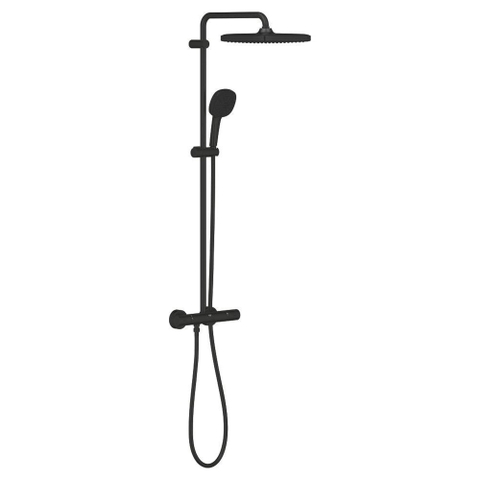 Grohe Tempesta 250 Cube Regendoucheset - hoofddouche 25cm - vierkante handdouche - 2 straalsoorten - met thermostaatkraan - matte black (mat zwart) SW1077349